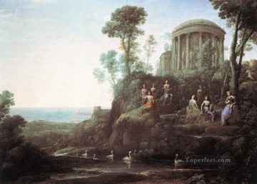 Apolo y las musas en el monte Helion Parnassus paisaje Claude Lorrain arroyo Pinturas al óleo